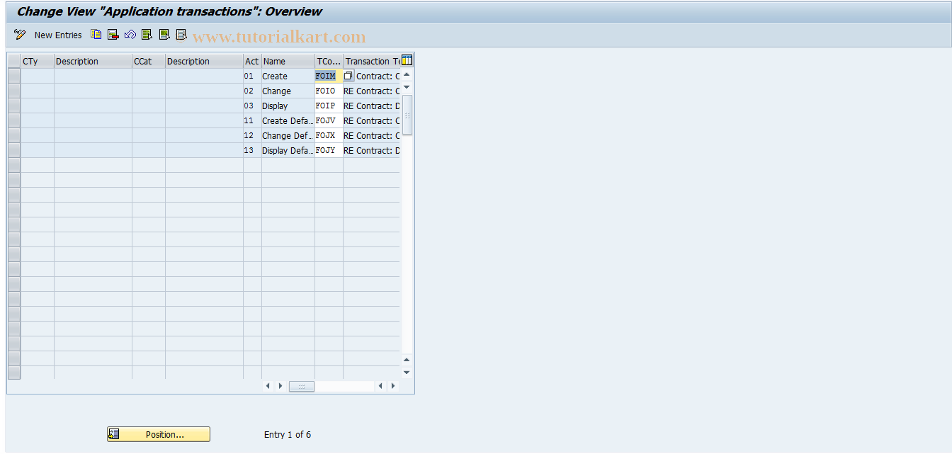 SAP TCode FOIF - RECN-BDT: Application Transactions