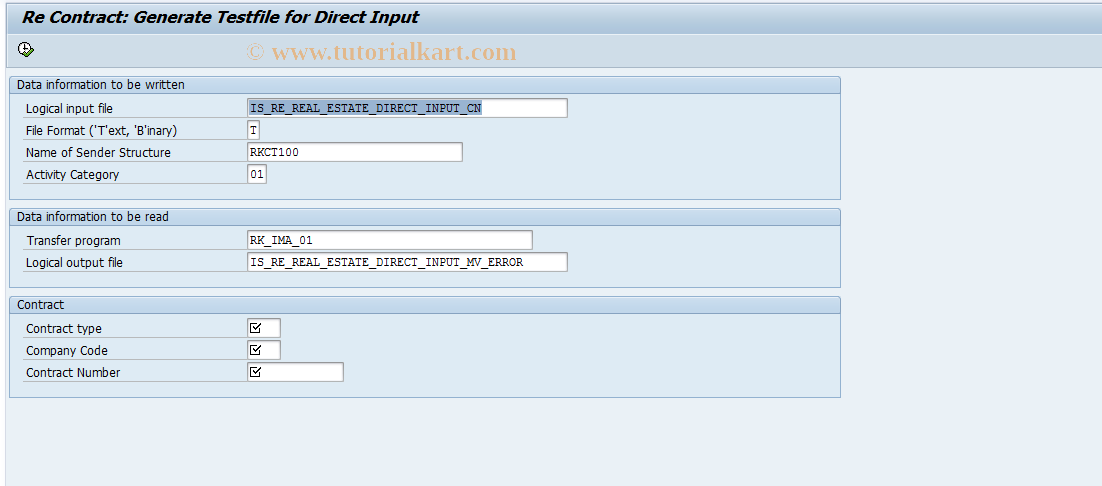 SAP TCode FOIJ - RECN-BDT: Generate Test File (DI)