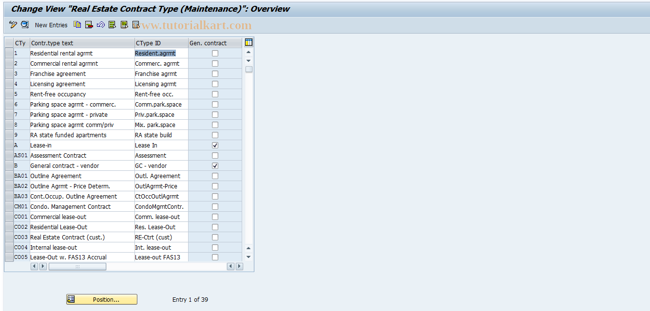 SAP TCode FOIV - RECN Cust: Contract Type