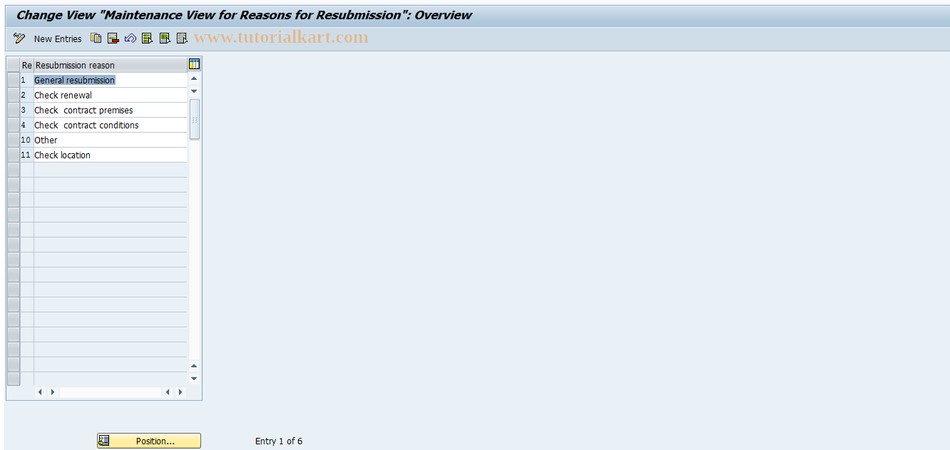 SAP TCode FOIY - RECN Cust: Resubmission Rule