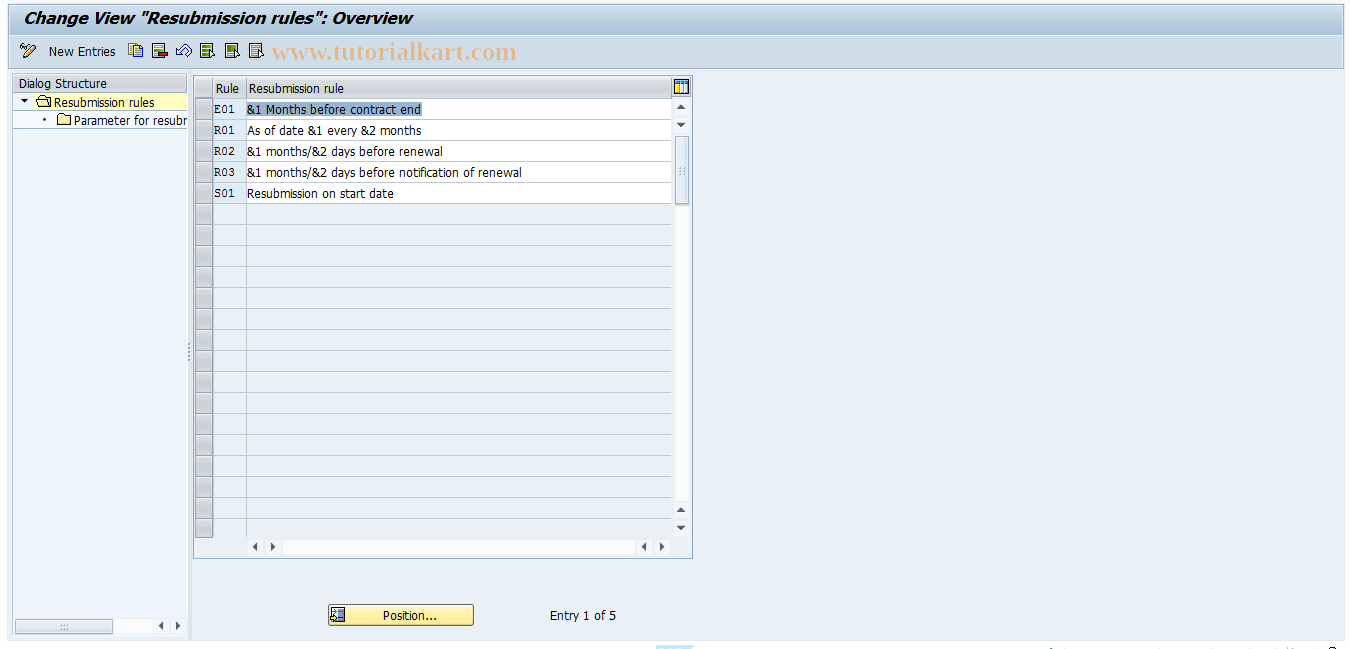 SAP TCode FOJC - RECN Cust: Resubmission Rules