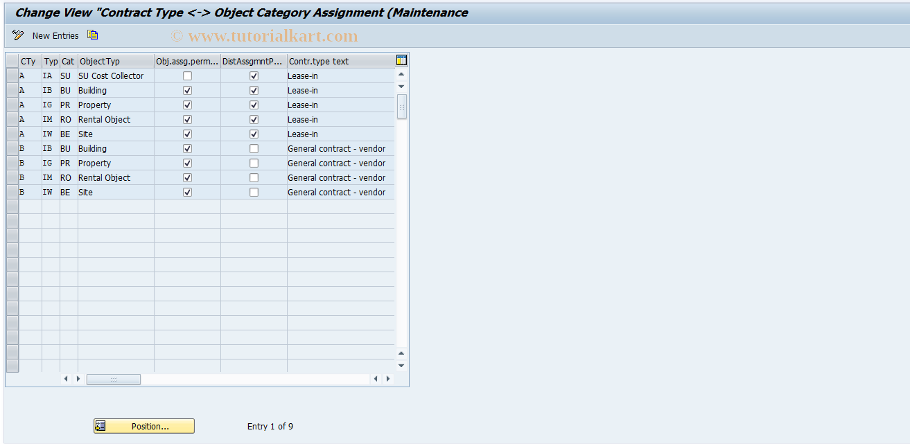 SAP TCode FOJD - RECN-Cust: Contr.Type -> Obj.Type