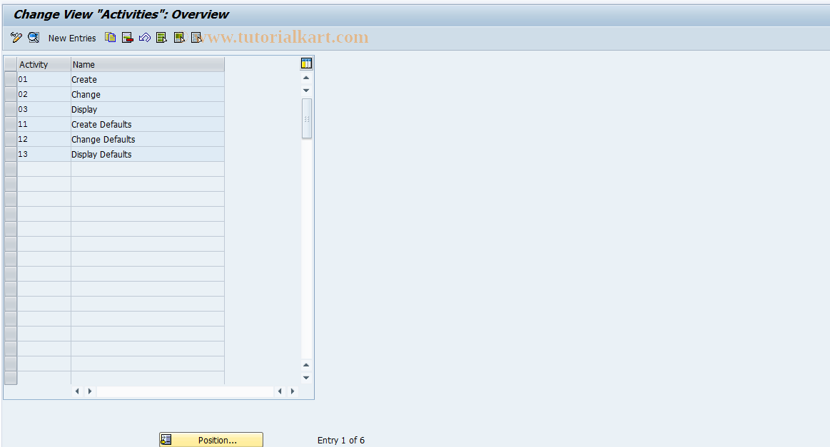 SAP TCode FOJE - RECN-BDT: Activities