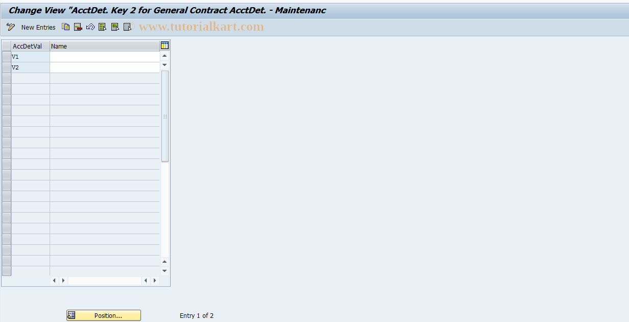 SAP TCode FOJF - RECN-Cust: Account  Determination  Values