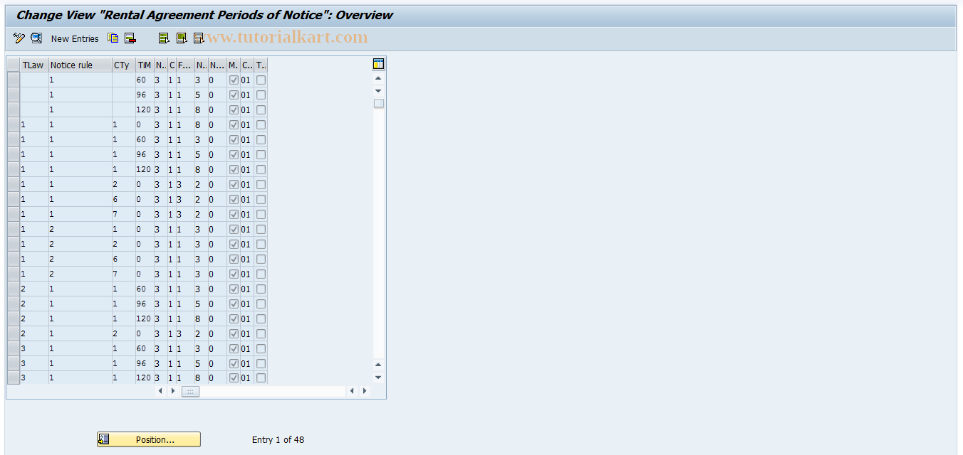 SAP TCode FOJL - RECN Cust: Periods of Notice