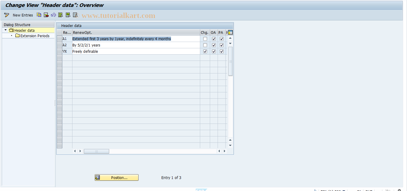 SAP TCode FOJS - RE Customer: Renewal Options