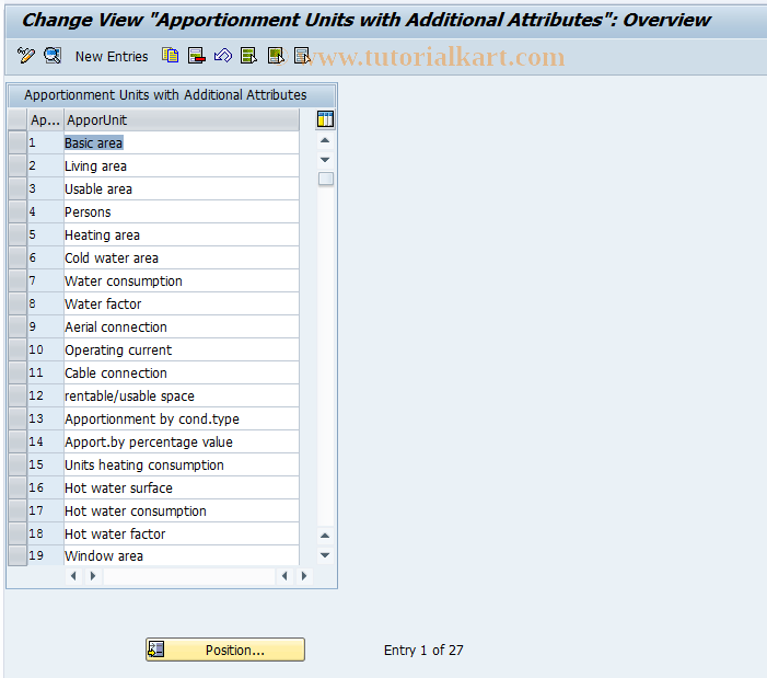 SAP TCode FOJSCS5 - Apprtion. Unit With Extra Attributes
