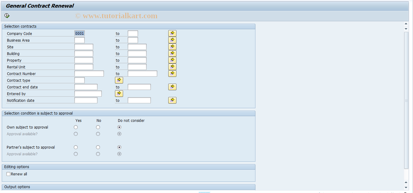 SAP TCode FOJT - RE Customer: Renewal