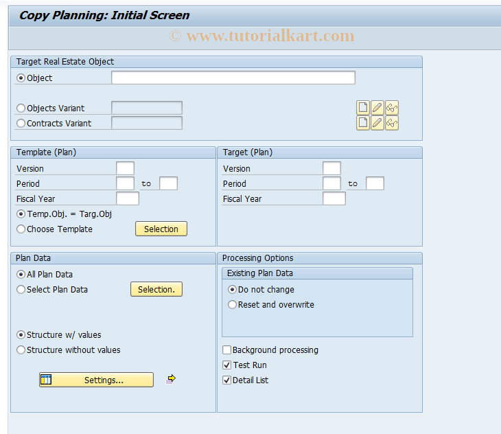 SAP TCode FOKPP - Copy Plan->Plan for Real Estate