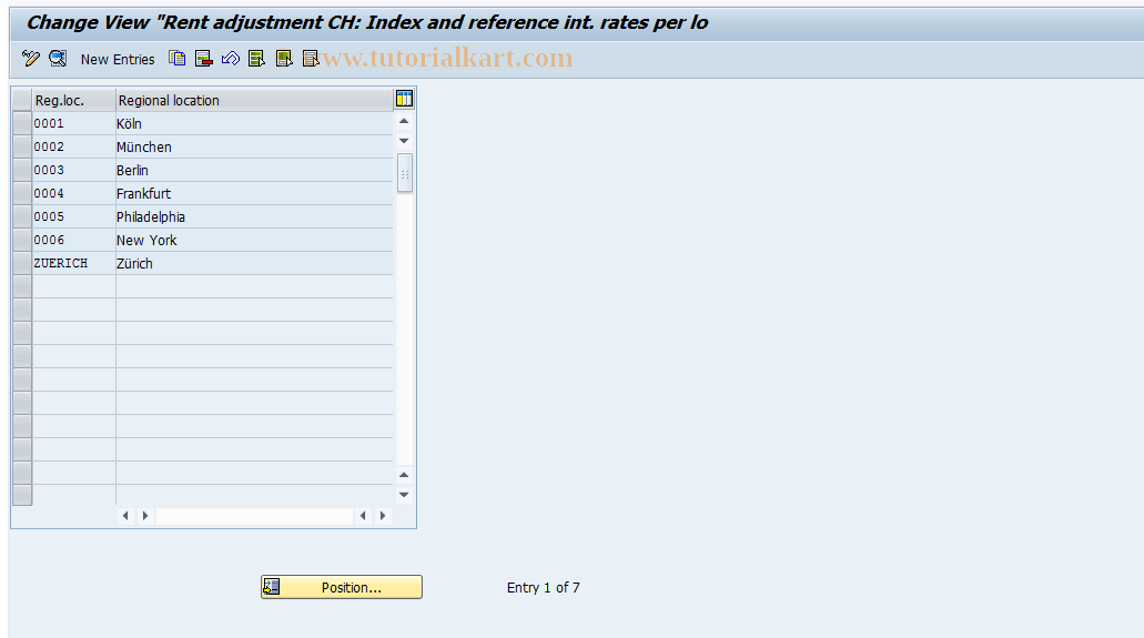SAP TCode FOLZ - Rent adjust.CH:Int.rate per location