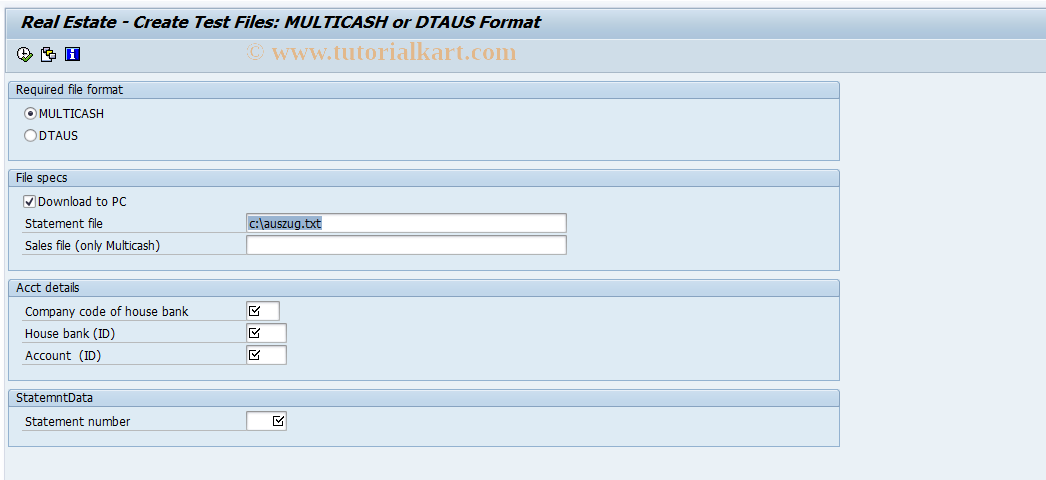 SAP TCode FOMC_2 - Electr. Account  Statement: Gen. File