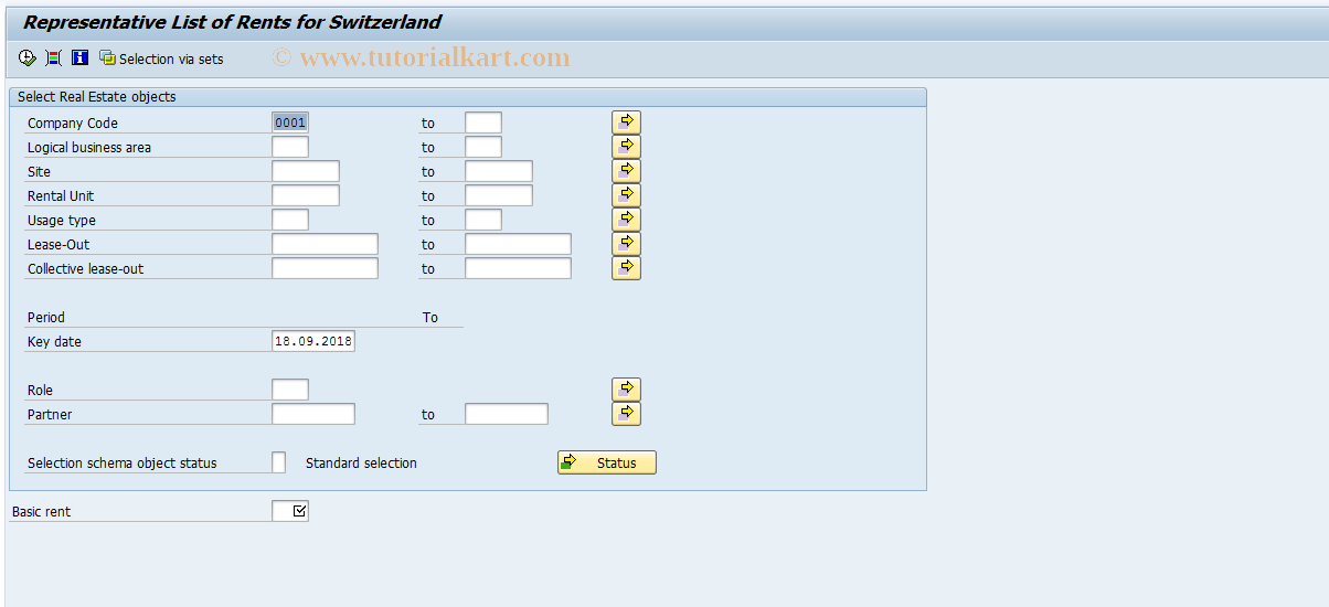 SAP TCode FOMS - Swiss representative rent list