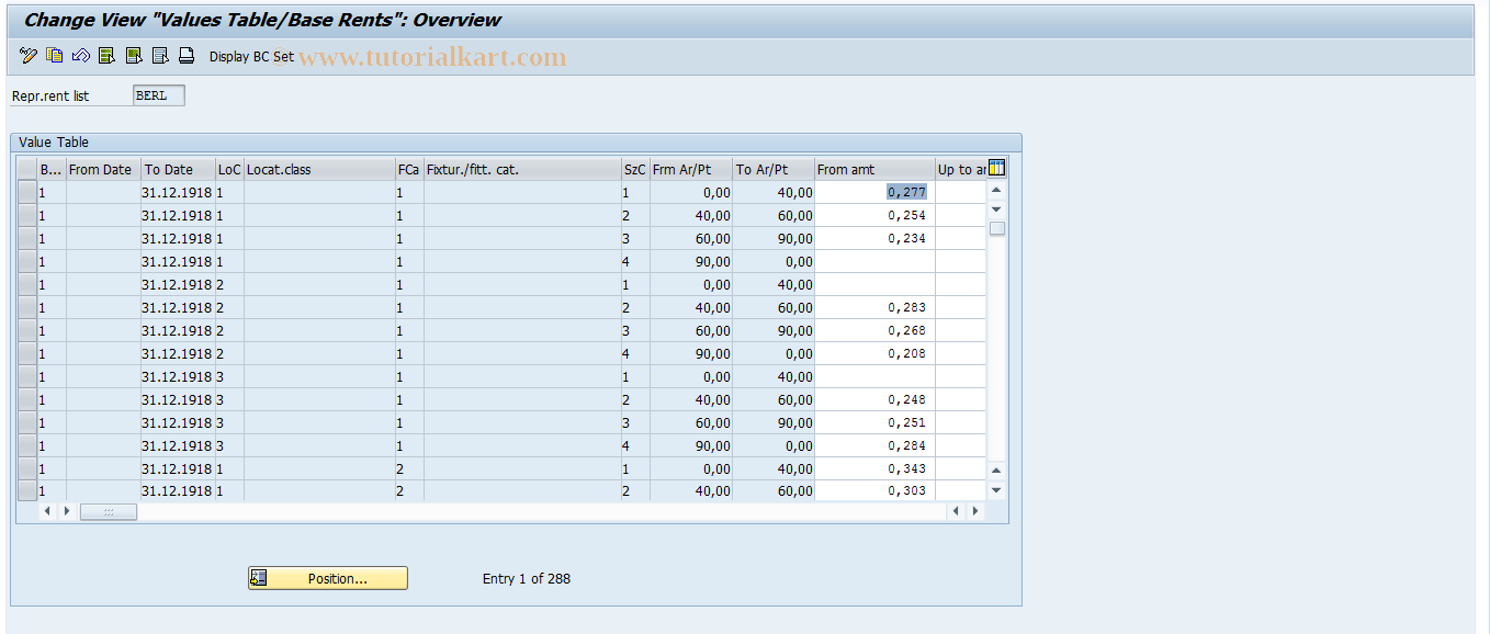 SAP TCode FOMS2 - Maintenance Rep.List of Rnts (Value Table)