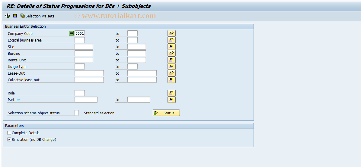 SAP TCode FOOA3 - Object Availability - Mass Change