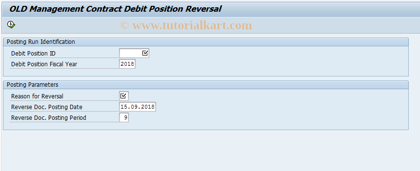 SAP TCode FOOF - Reverse debit pos.management contr.