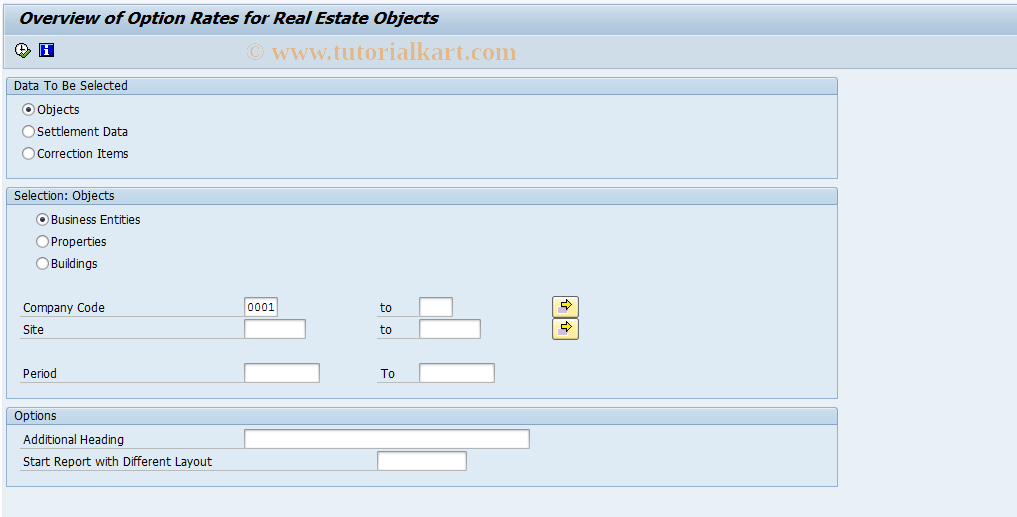 SAP TCode FOOPTRATES - Option Rate Report