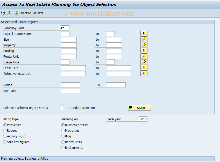 SAP TCode FOP2 - Change Real Estate planning