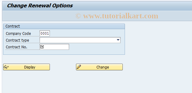 SAP TCode FORN1 - Change Renewal Option for Contract