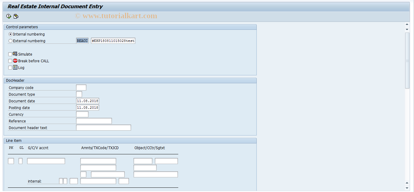 SAP TCode FOS1 - Internal document entry