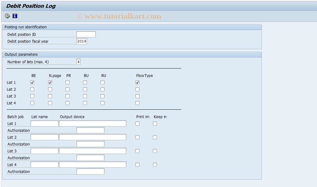 SAP TCode FOSK - Vacancy Debit Position - Log