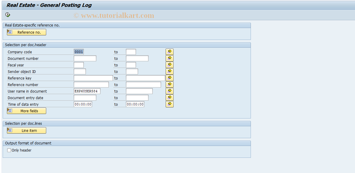 SAP TCode FOSL - General Real Estate Posting Log