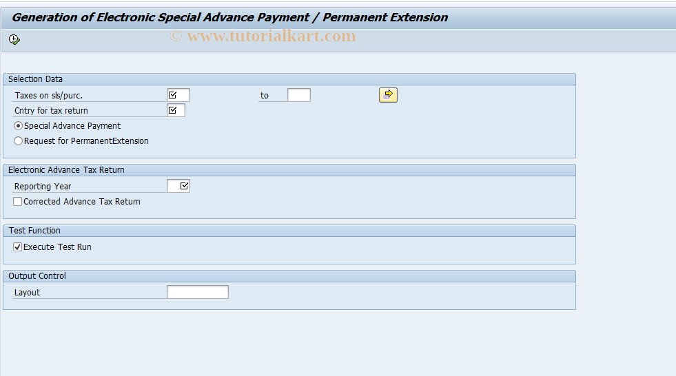 SAP TCode FOTP - Create Electr. Special Advance Payt