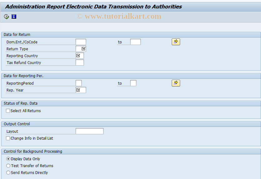 SAP TCode FOTV - Admin. Report Data Transmission