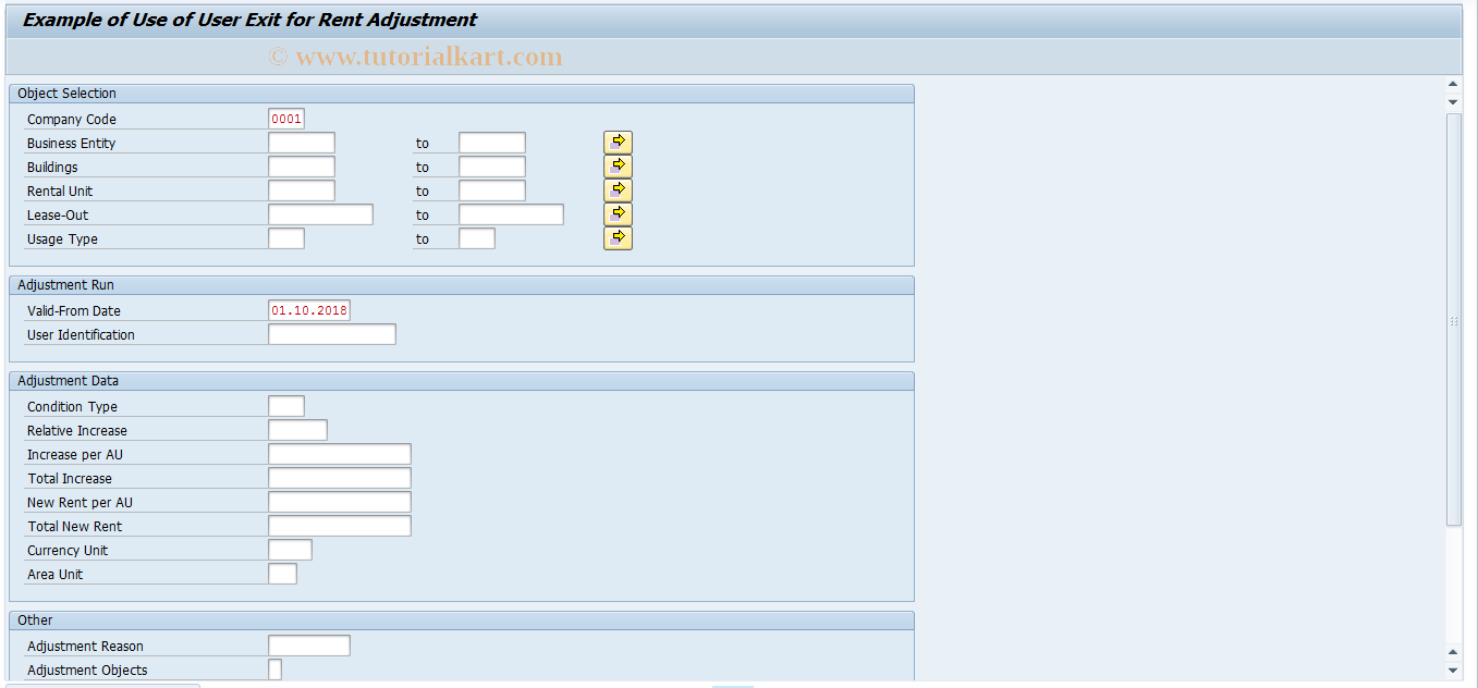 SAP TCode FOUJ - RFVI: Calculate rent adjustment USR