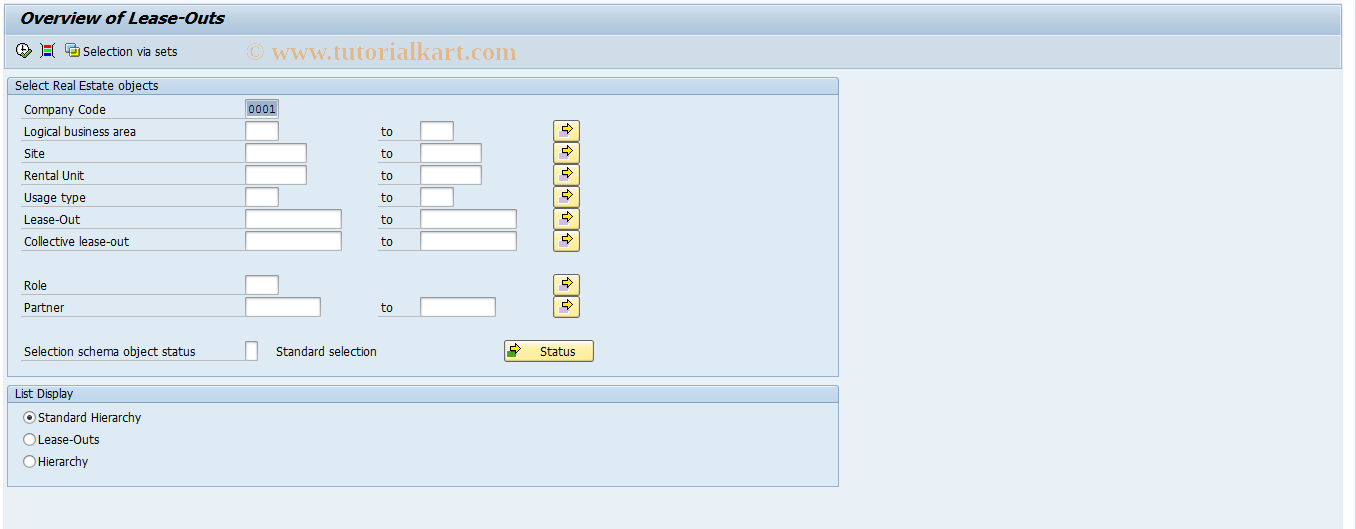 SAP TCode FOVL - Overview of Lease-Outs