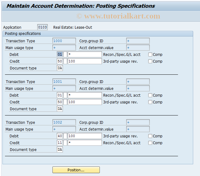 SAP TCode FOZA - Account  determ. for LO