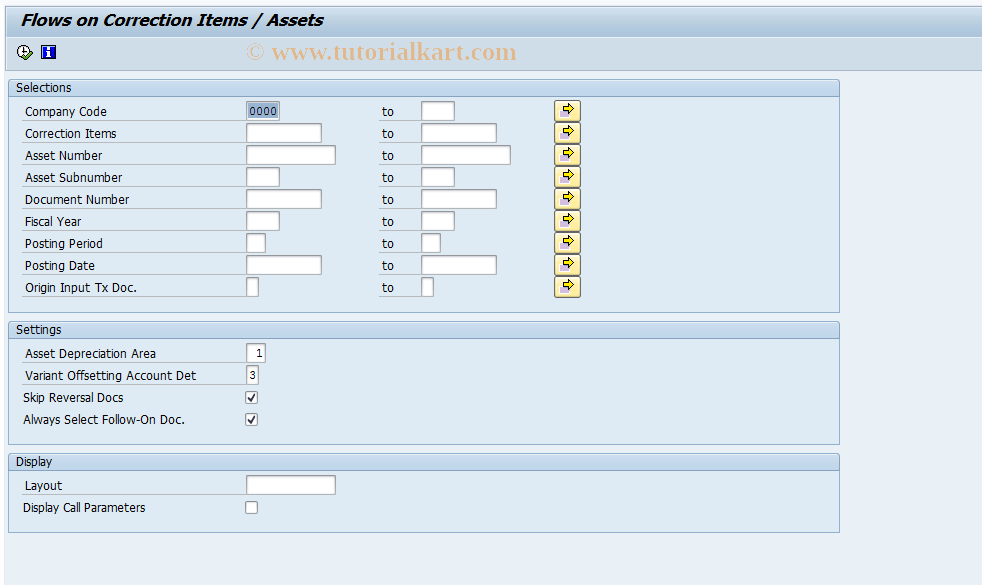 SAP TCode FO_RFVIAB30 - Correction Item Flows