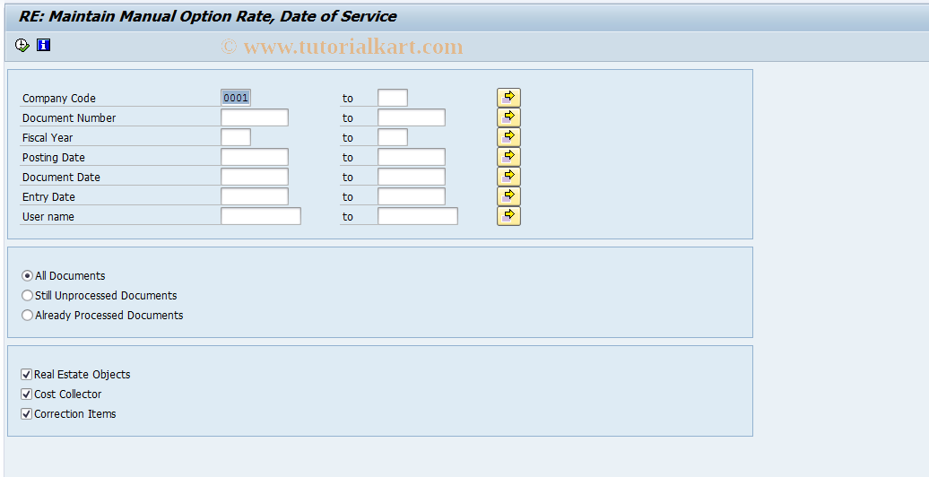 SAP TCode FO_RFVIITLBZX - Enter Date of Service