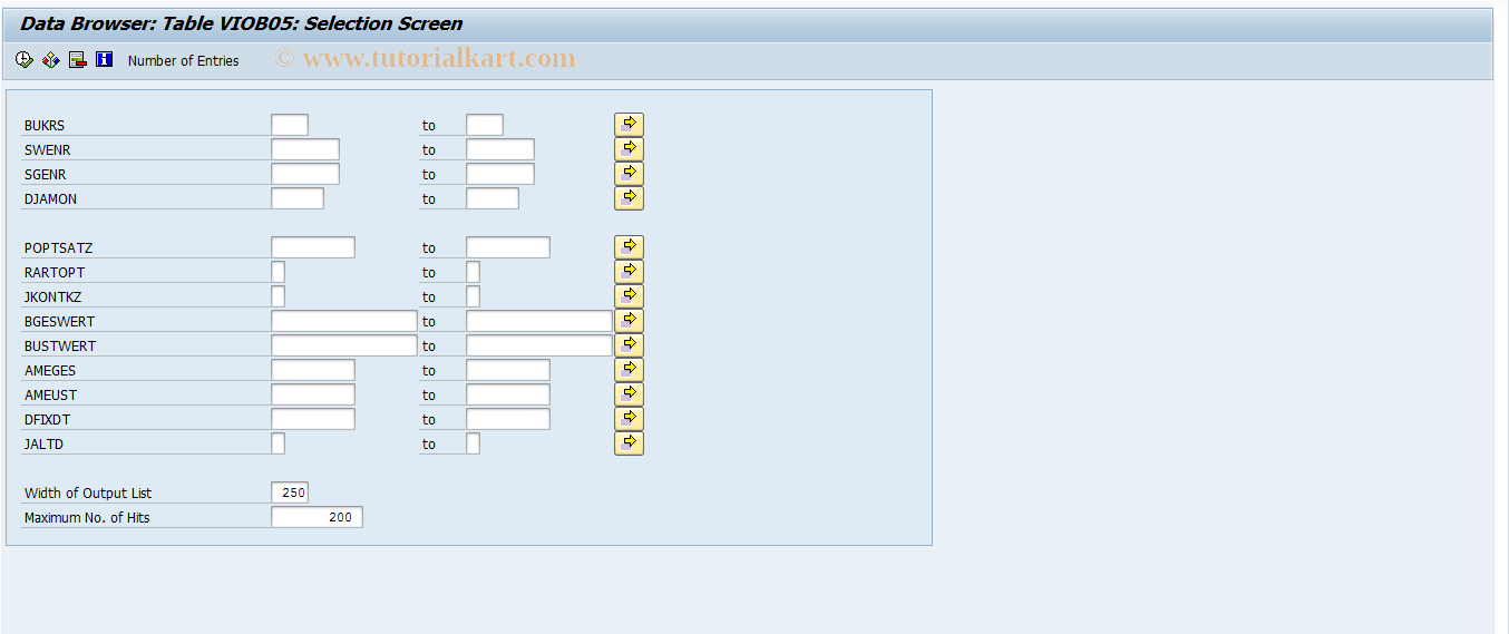 SAP TCode FO_VIOB05 - Option Rates: Buildings