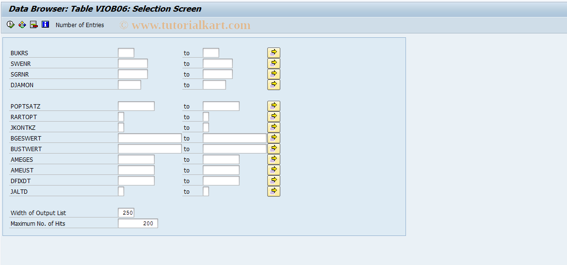 SAP TCode FO_VIOB06 - Option Rates: Properties