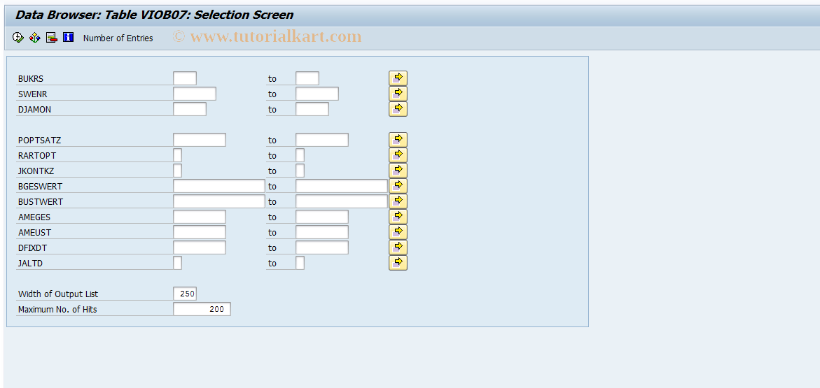 SAP TCode FO_VIOB07 - Option Rates: Business Entities