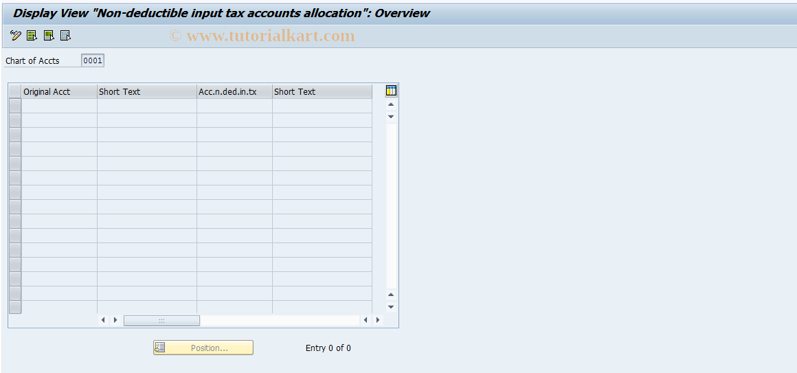 SAP TCode FO_V_TIV65 - Non-Deductible Input Tax Accounts
