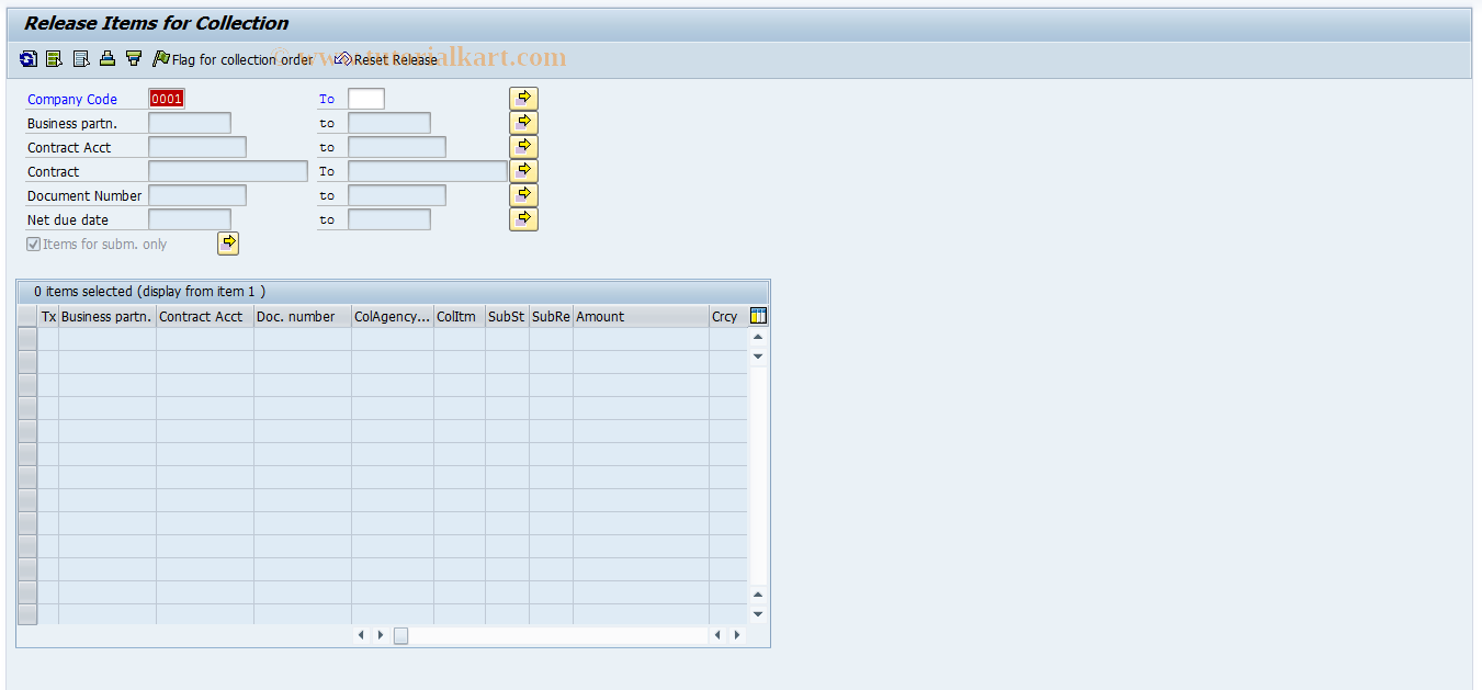SAP TCode FP03E - Release of Items for Collection