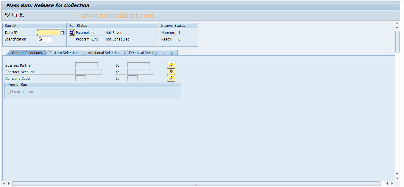 SAP TCode FP03M - Mass Run: Release for Collection