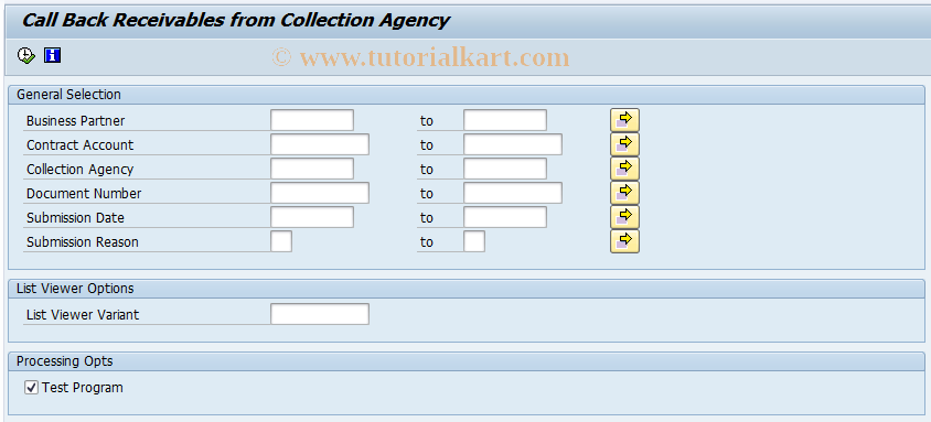 SAP TCode FP03U - Call Back Receivables fm Collective Agency