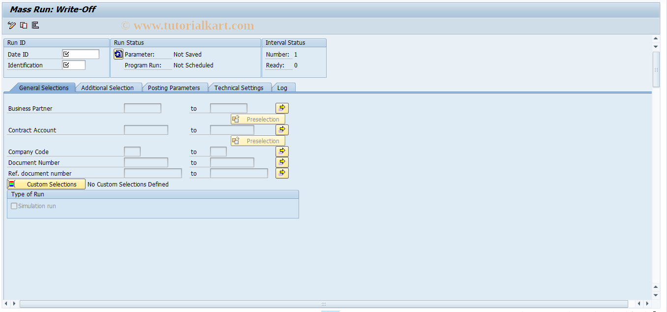 SAP TCode FP04M - Mass Run: Write-Off