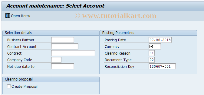 SAP TCode FP06 - Account Maintenance