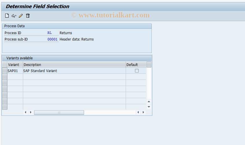 SAP TCode FP09FS - Field Selection Returns Lot Header