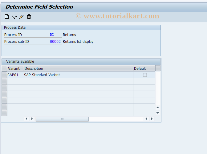 SAP TCode FP09FSL - Field Selection Returns Lot List