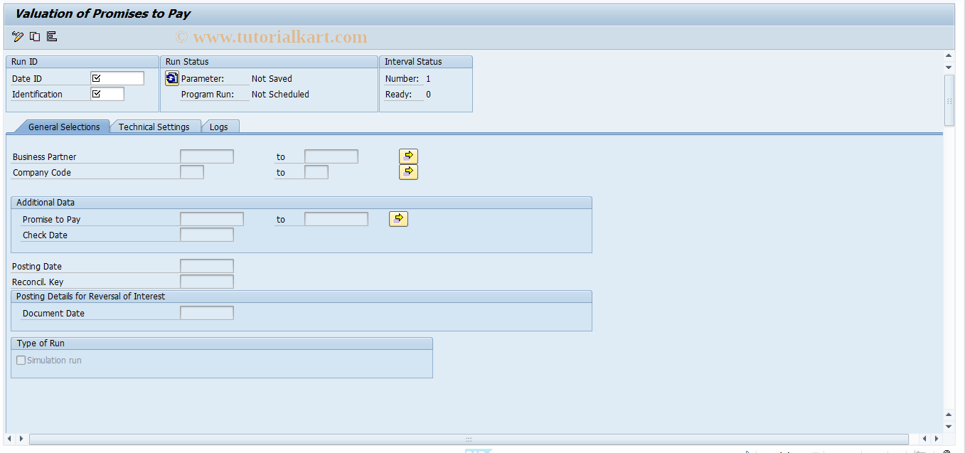 SAP TCode FP2P - Valuation of Promises to Pay