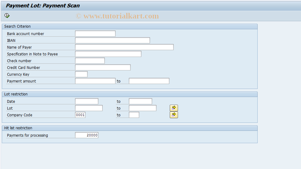 SAP TCode FP30 - Find Payment