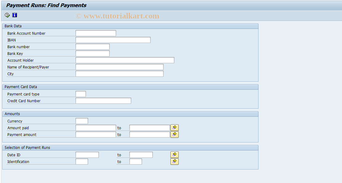 SAP TCode FP31 - Find Payment (fromm Payment Run)