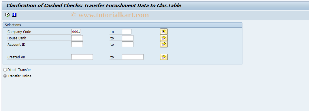 SAP TCode FP54 - Transfer Encashment Data to Clarif.