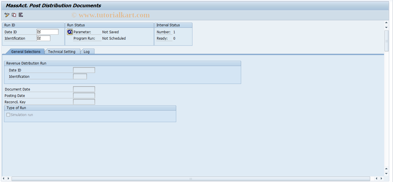 SAP TCode FP60PM - Mass Actual Post Distribution Documents