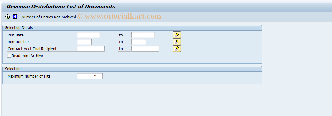 SAP TCode FP60R_OLD - List of Distributed Revenues