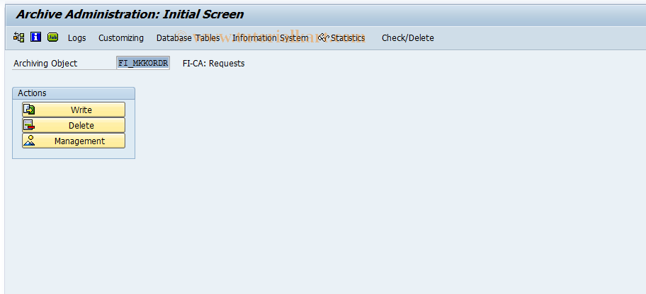 SAP TCode FPAR02 - FI-CA: Request Archiving